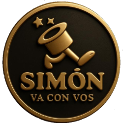 Logo dorado de Simón va con vos